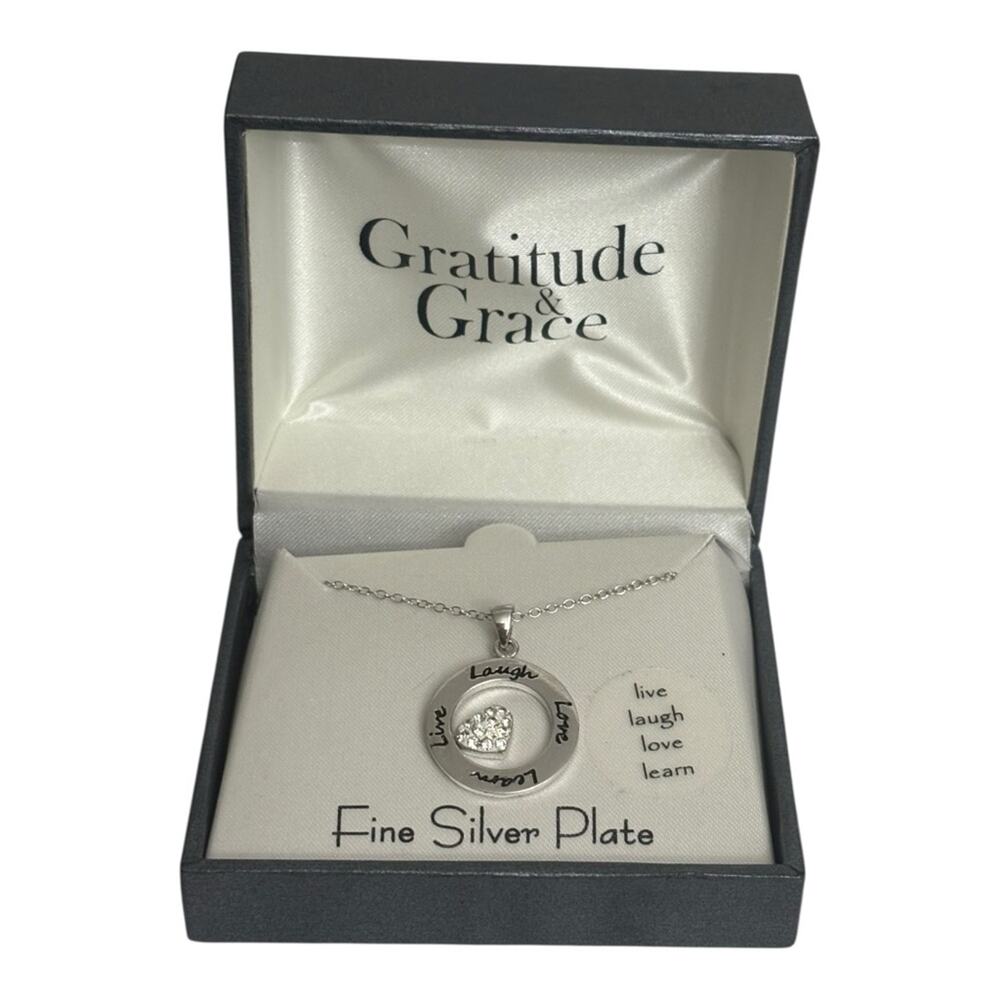 Silver Plated 18” Necklace Live, Laugh, Love, Learn In Original Box